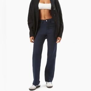 WeWoreWhat- Distressed High Rise Dad in French Navy